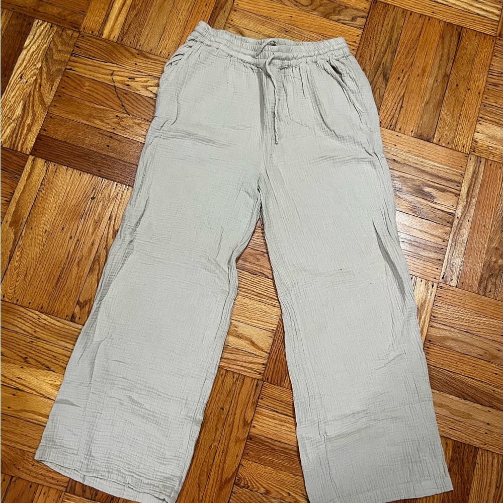 Beige Relaxed-Fit linen with Drawstring Waist